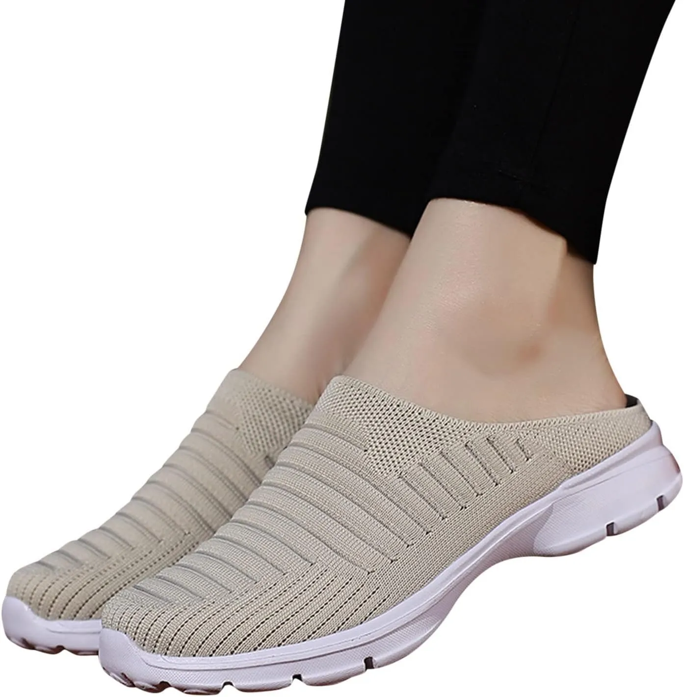Women's Backless Walking Sneakers Summer Slip-on Mens Dress Shoes Wide Casual Black Shoes Casual Sneakers Steel Toe Tennis Shoe Cross Trainer Shoe