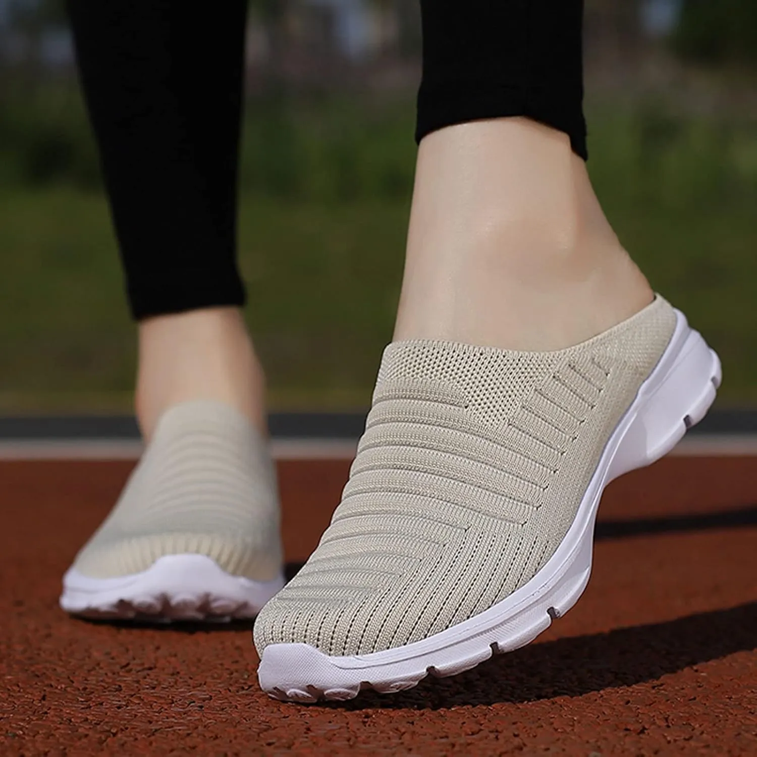 Women's Backless Walking Sneakers Summer Slip-on Mens Dress Shoes Wide Casual Black Shoes Casual Sneakers Steel Toe Tennis Shoe Cross Trainer Shoe