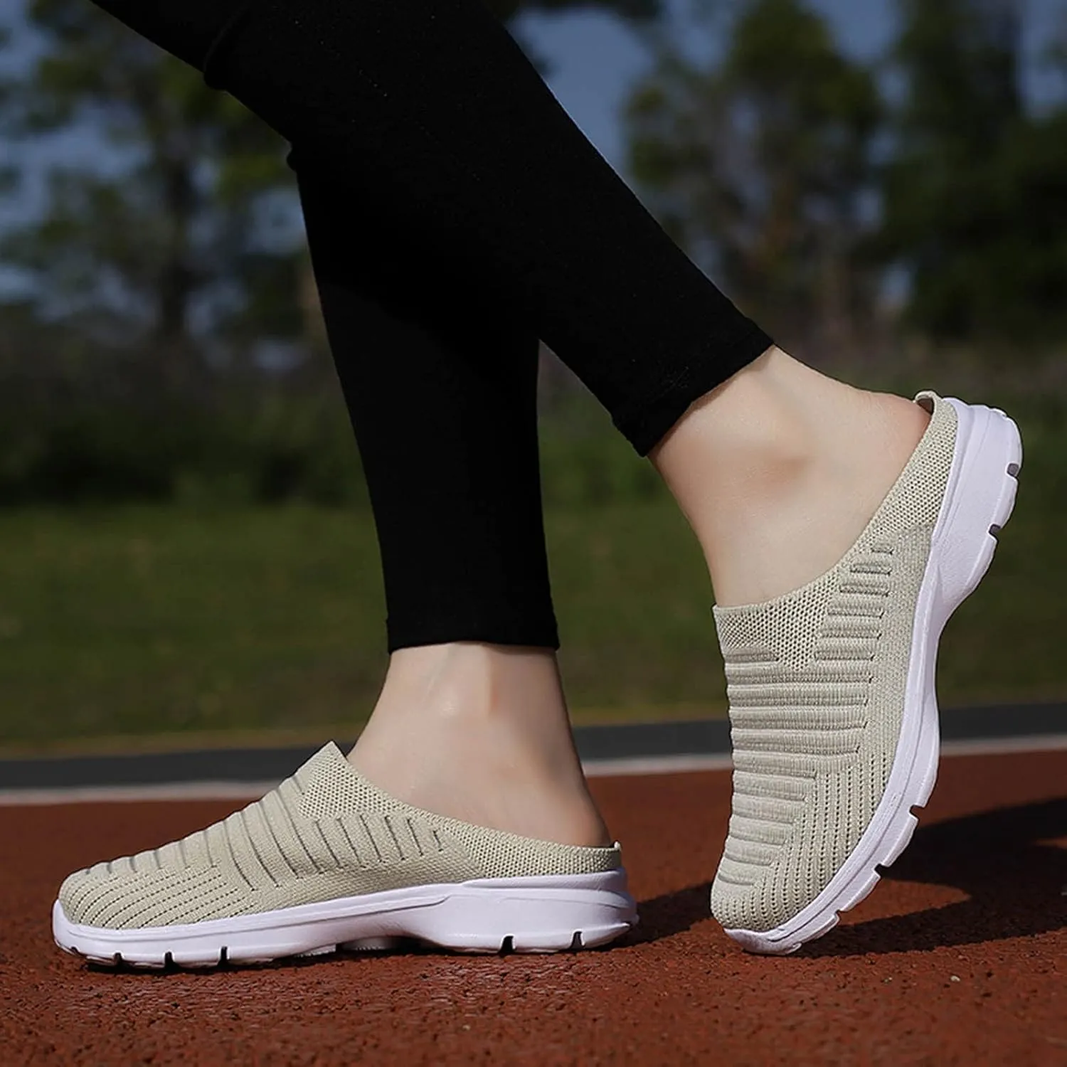 Women's Backless Walking Sneakers Summer Slip-on Mens Dress Shoes Wide Casual Black Shoes Casual Sneakers Steel Toe Tennis Shoe Cross Trainer Shoe