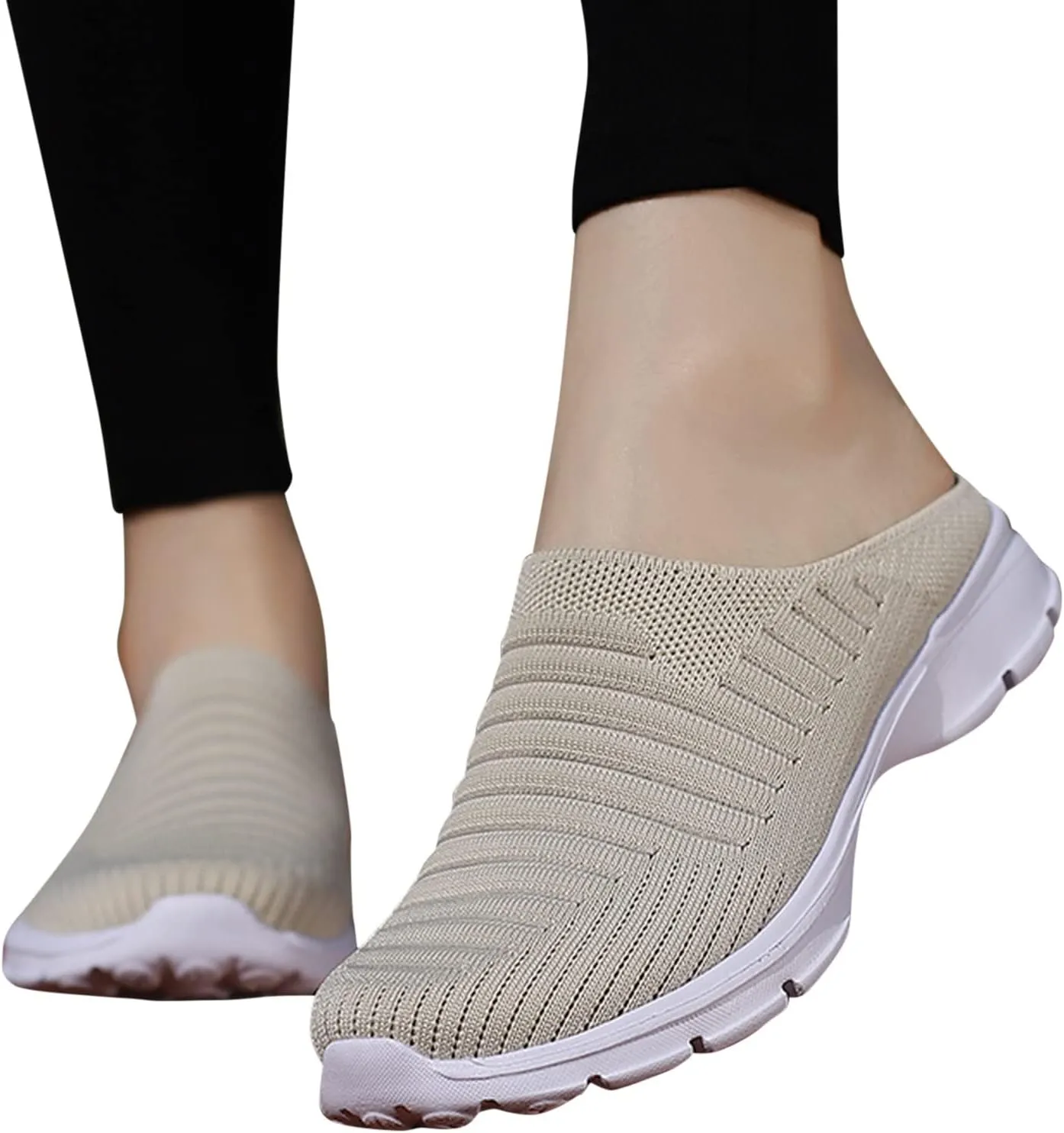 Women's Backless Walking Sneakers Summer Slip-on Mens Dress Shoes Wide Casual Black Shoes Casual Sneakers Steel Toe Tennis Shoe Cross Trainer Shoe