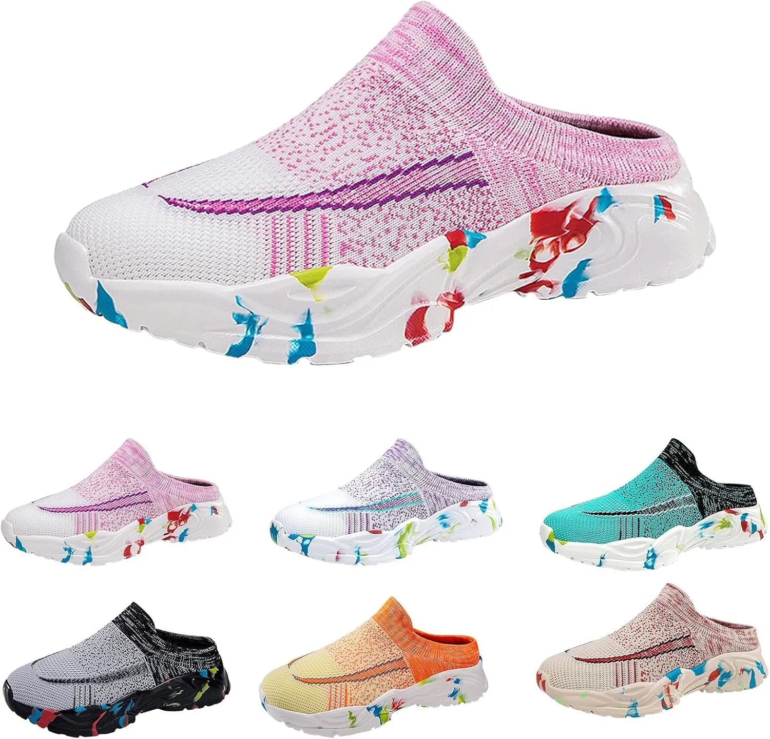 Women's Backless Walking Sneakers Summer Slip-on Running Shoes for Women Wide Dress Casual Shoes High Top Sneakers Black Tennis Shoe Loafers Casual Slip On