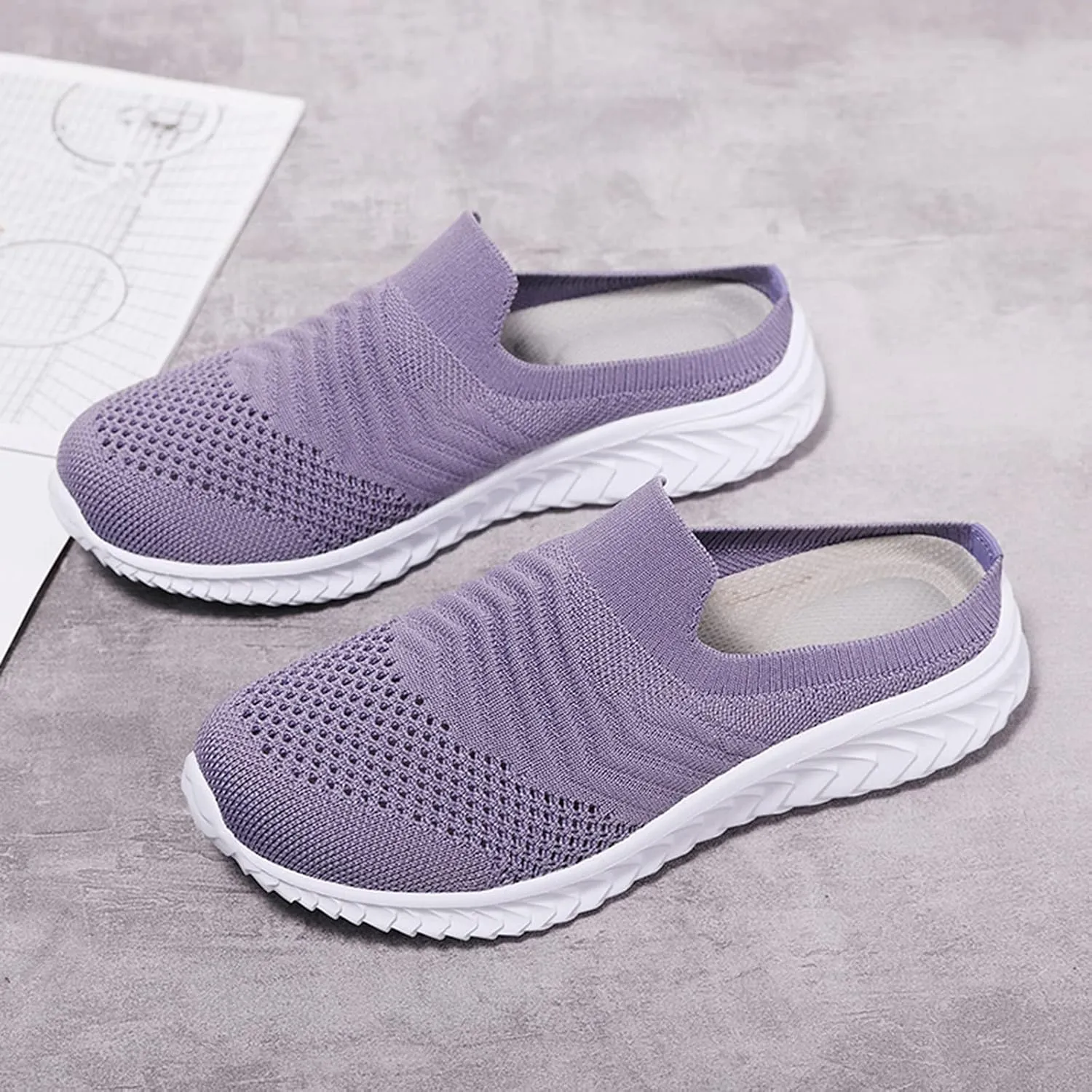 Women's Backless Walking Sneakers Summer Slip-on Slip On Shoes Women Loafers Black Casual Shoes High Top Sneakers Steel Toe Tennis Shoe Trainers Shoe