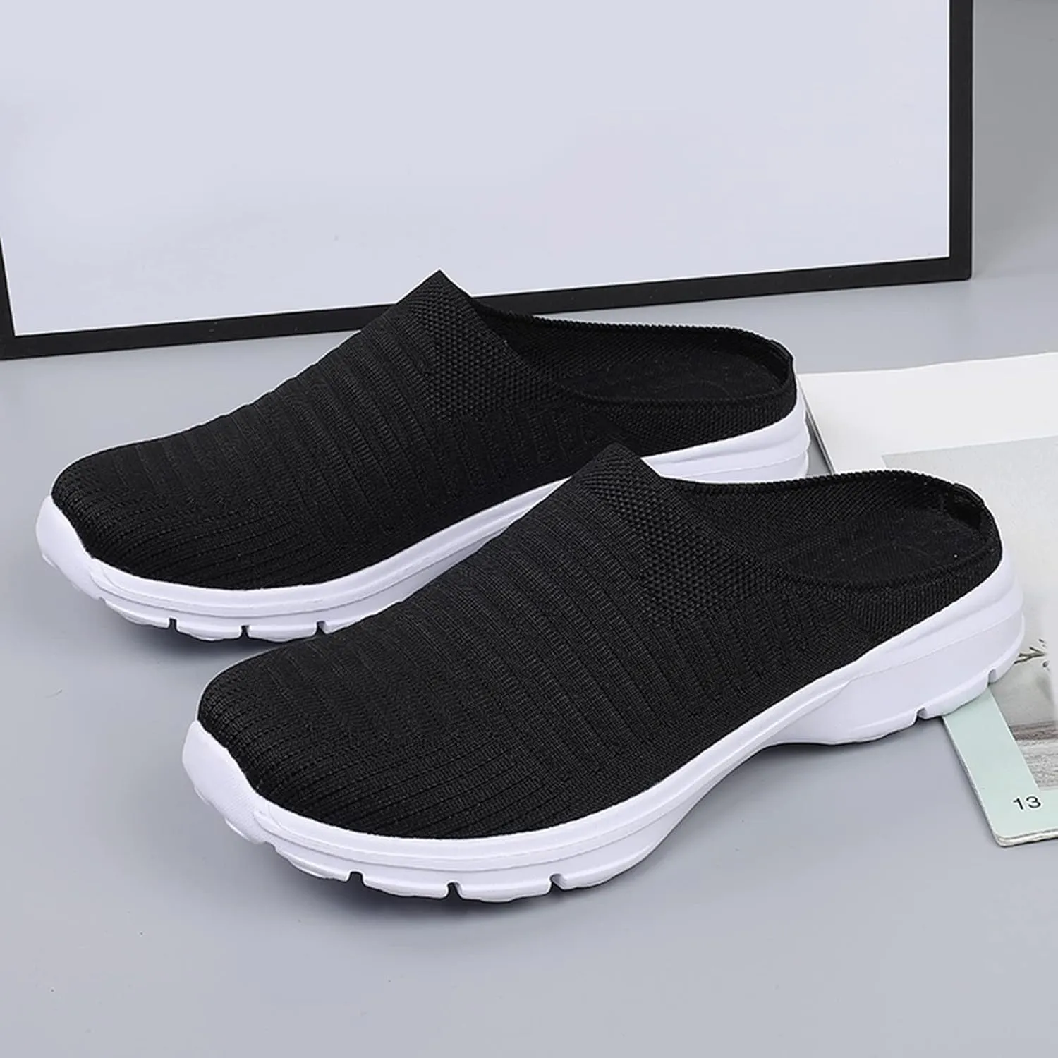 Womens Breathable Mesh Walking Mules Sneakers Tennis Shoes Men Food Service Shoes Dressy Casual Waterproof Sneakers Steel Toe Tennis Shoe Cross Trainer Shoe
