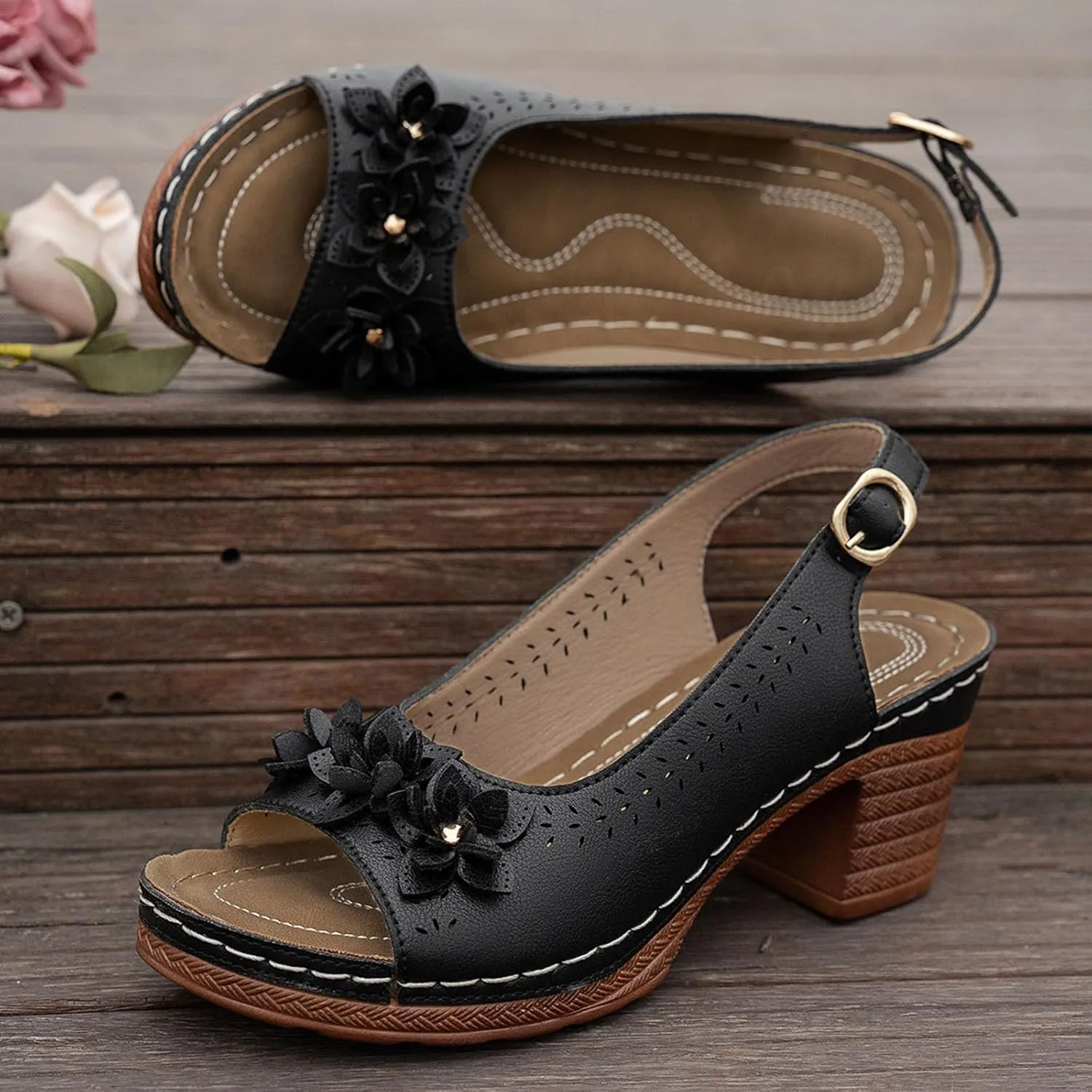Womens Chunkly Block Heel Sandals Casual Sandals Cute Flower Gladiator Beach Wedding Summer T Strap Dress Sandals 2025