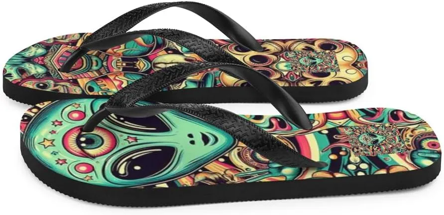 Women's Colorful Psychedelic Alien Mindprint Luxe Flip-Flops