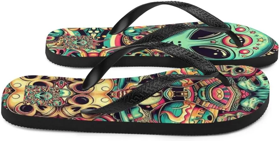 Women's Colorful Psychedelic Alien Mindprint Luxe Flip-Flops