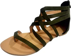 Women's Gladiator 2024 Flat Sandals Trendy Solid Color Beach Anti-Slip Western Spring Zip Up Summer Falt Cute Ladies, 7