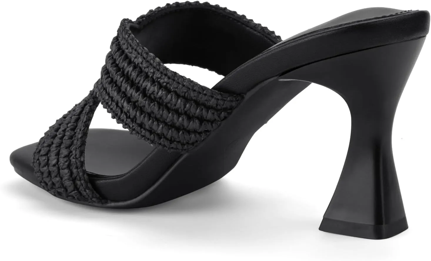 Womens Heeled Sandals Slip On Chunky Square Toe Mule Sandals Open Toe Slide Casual Summer Dressy Sandals