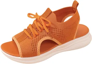 Womens Knit Walking Sandals Breathable Summer Orthopedic Shoes Open Toe Sports Sandal Beach Vacation Casual Camping