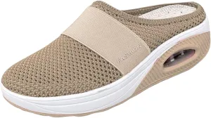 Womens Mules Lightweight Walking Slippers Summer Slip On Mule Shoes Backless Orthopedic Platform Sliipers Breathable Mesh Air Cushion Sneakers Arch Support Wedge Slipper Diabetic Walking Shoes