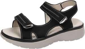 Women's Orthopedic Wide Sandals Strappy Arch Support Flat Sandals for Plantar Fasciitis Adjustable Ankle Strap