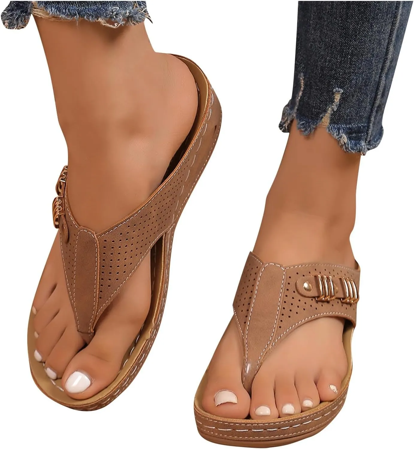 Womens Orthotic Flip Flop with Arch Support Sandals Ladies Comfortable Walking Thong Sandal Slip On for Summer Beach