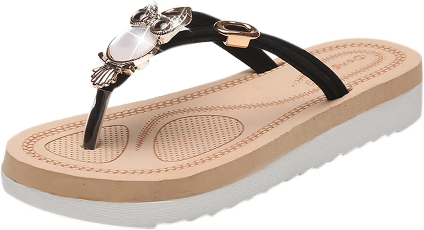 Women's Platform Slippers Flat Flip Flops Beach Slides For Women Slides Light weight Comfortable Casual Sandals