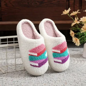 Women's Plush Heart Love Slippers - Blue Eyes Mushroom Cat Ears Retro Memory Foam Soft Plush Home Shoes