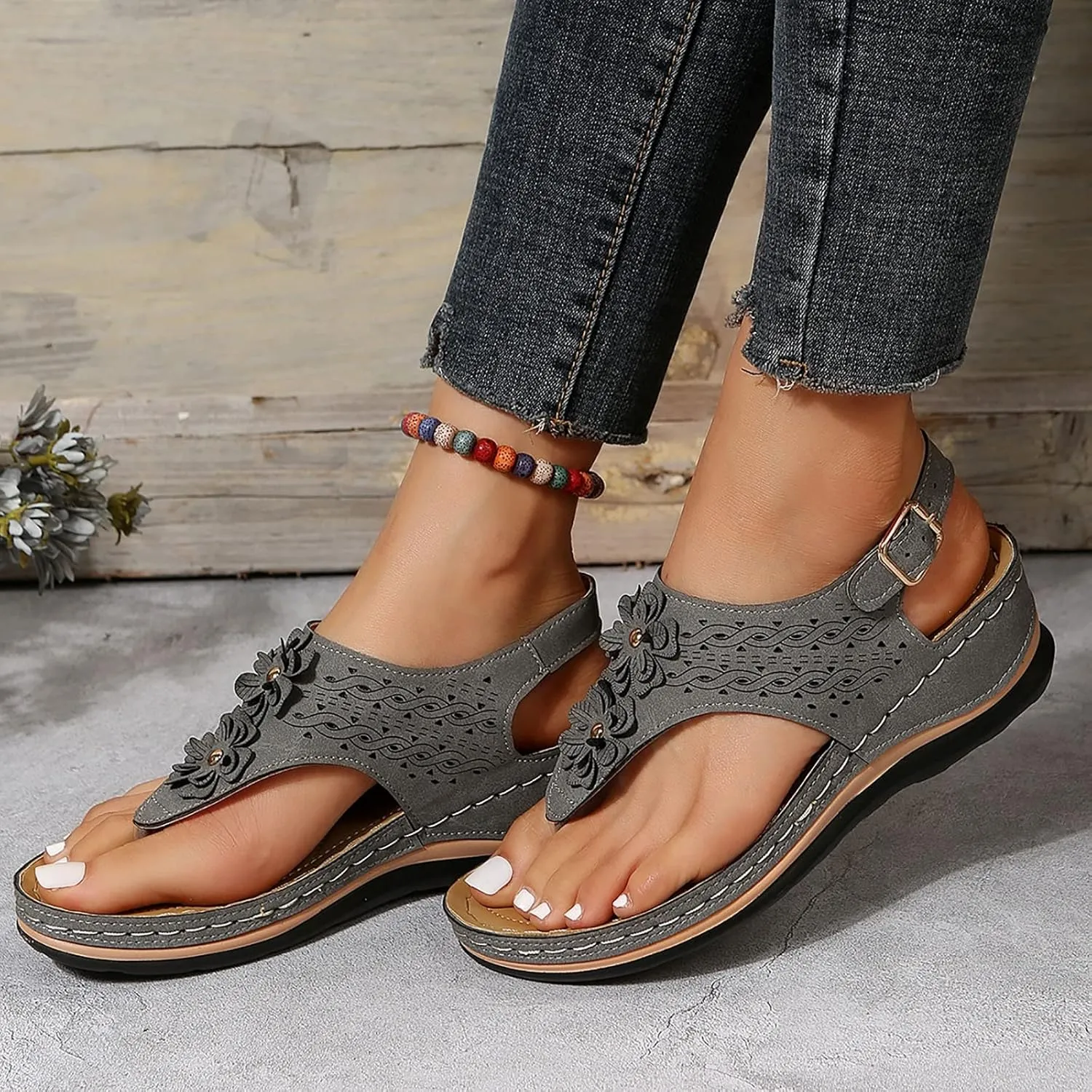 Womens Sandals Dressy, Womens Adjustable Buckle Peep Toe Slingback Platform Wedge Sandals Walking Shoes