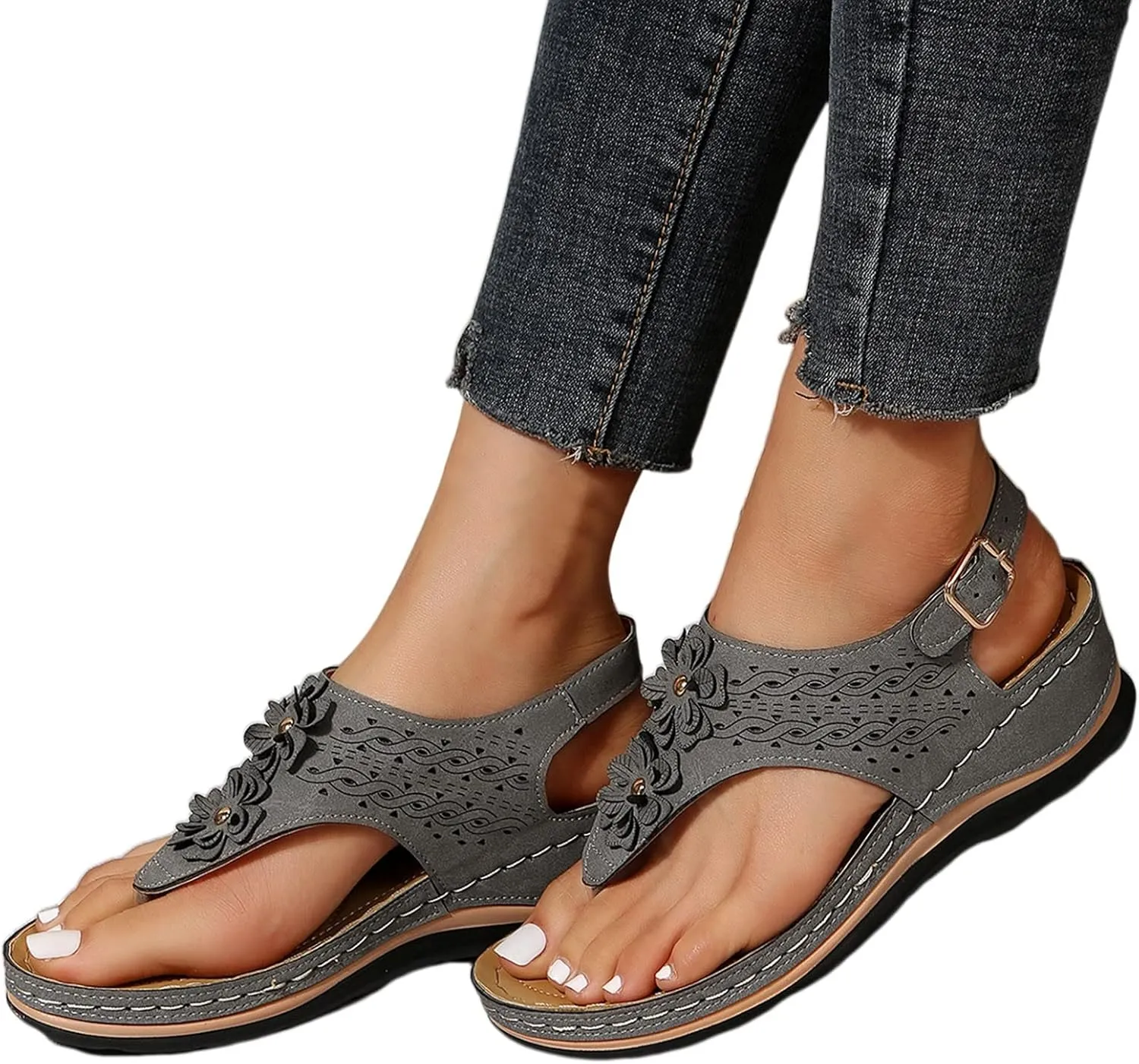 Womens Sandals Dressy, Womens Adjustable Buckle Peep Toe Slingback Platform Wedge Sandals Walking Shoes