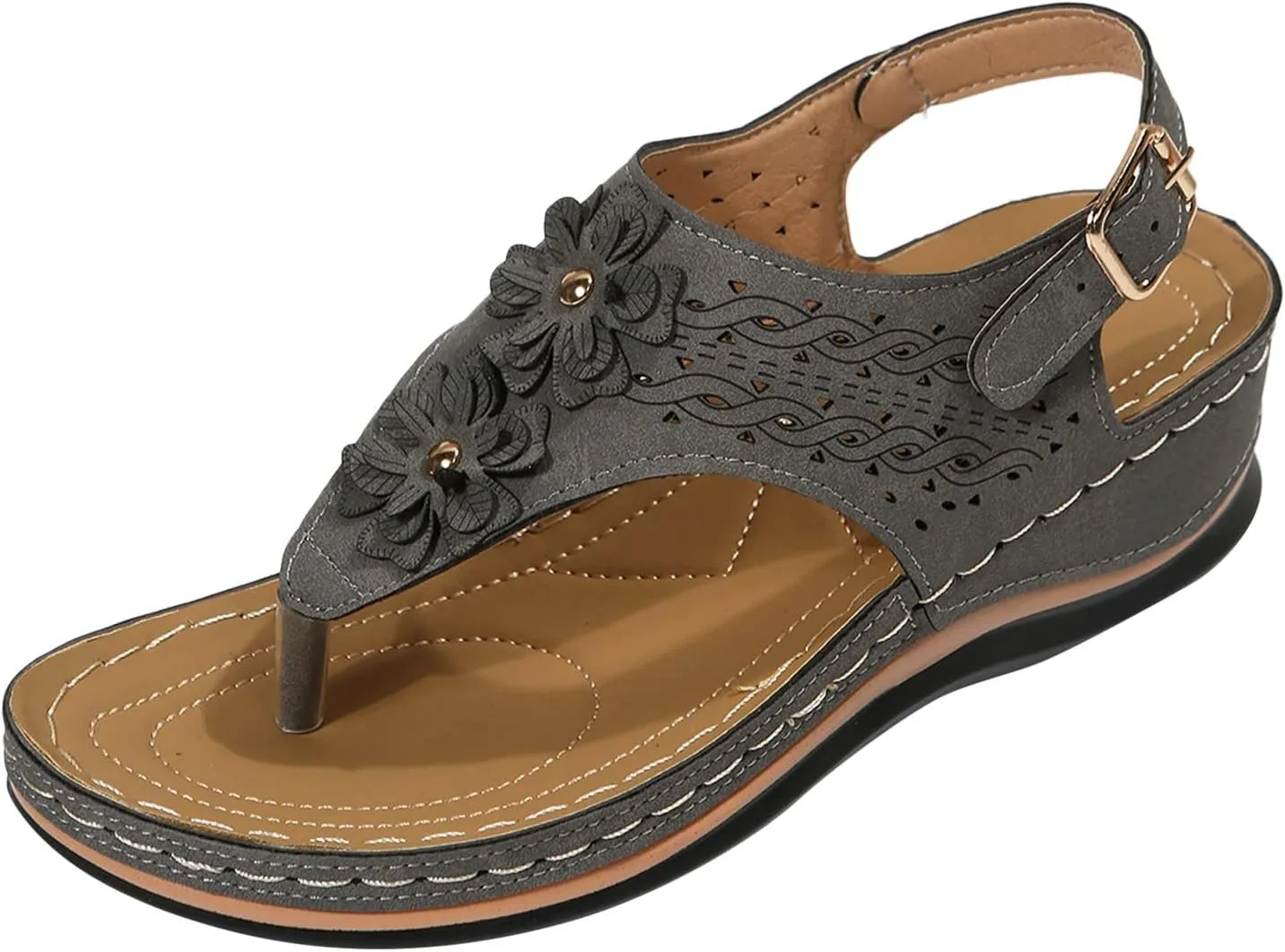 Womens Sandals Dressy, Womens Adjustable Buckle Peep Toe Slingback Platform Wedge Sandals Walking Shoes