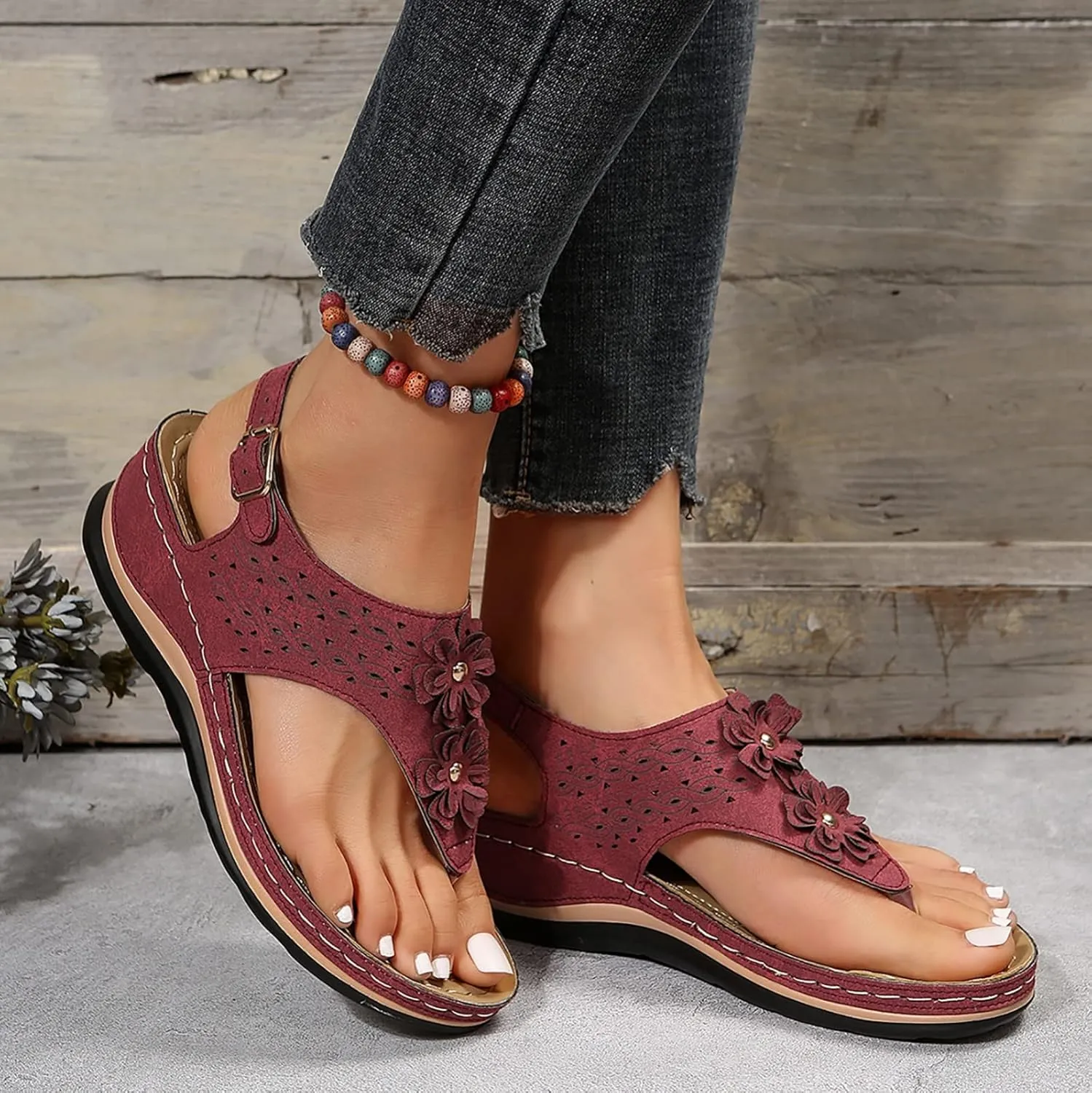Womens Sandals Dressy, Womens Adjustable Buckle Peep Toe Slingback Platform Wedge Sandals Walking Shoes