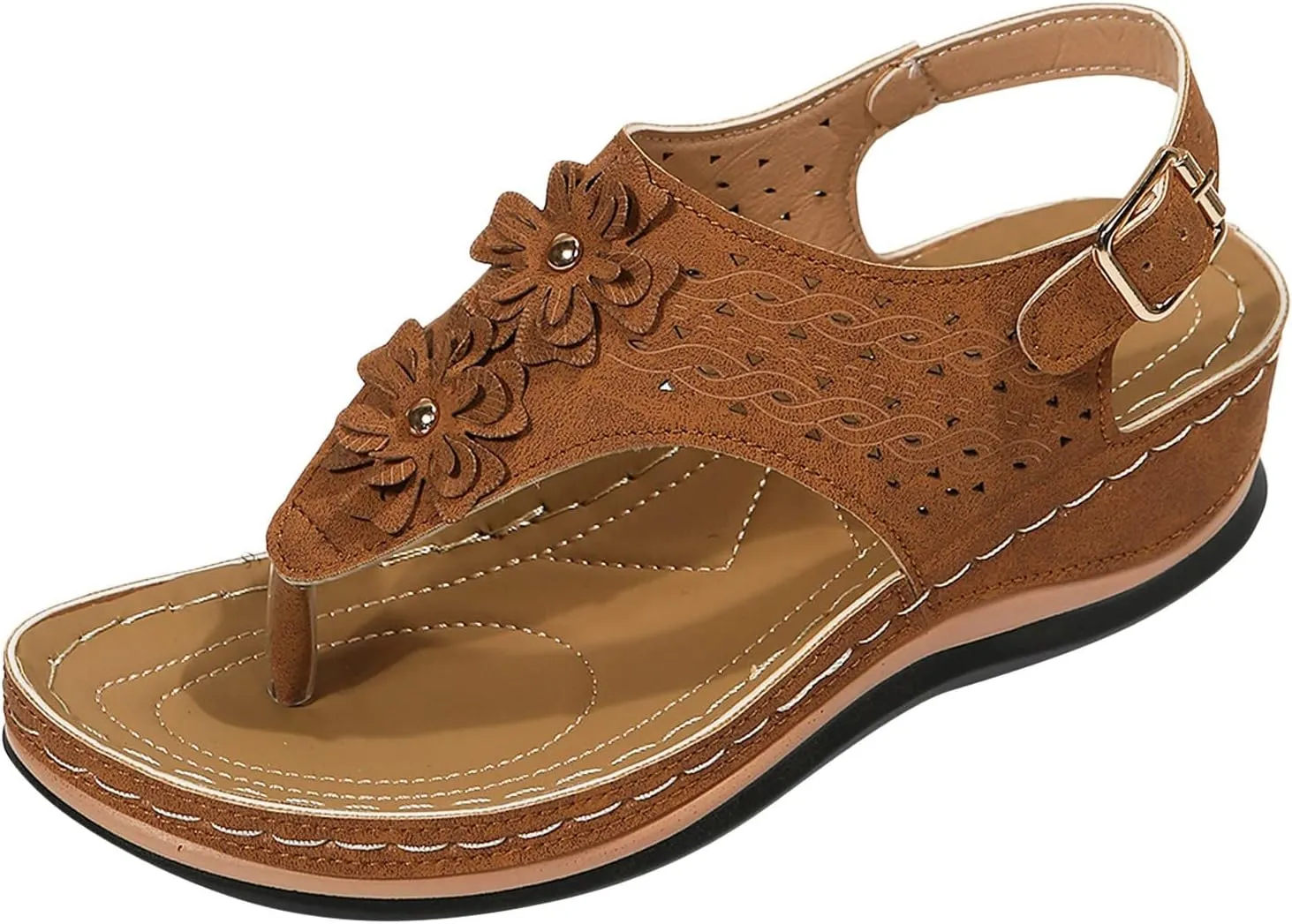 Womens Sandals Dressy, Womens Adjustable Buckle Peep Toe Slingback Platform Wedge Sandals Walking Shoes