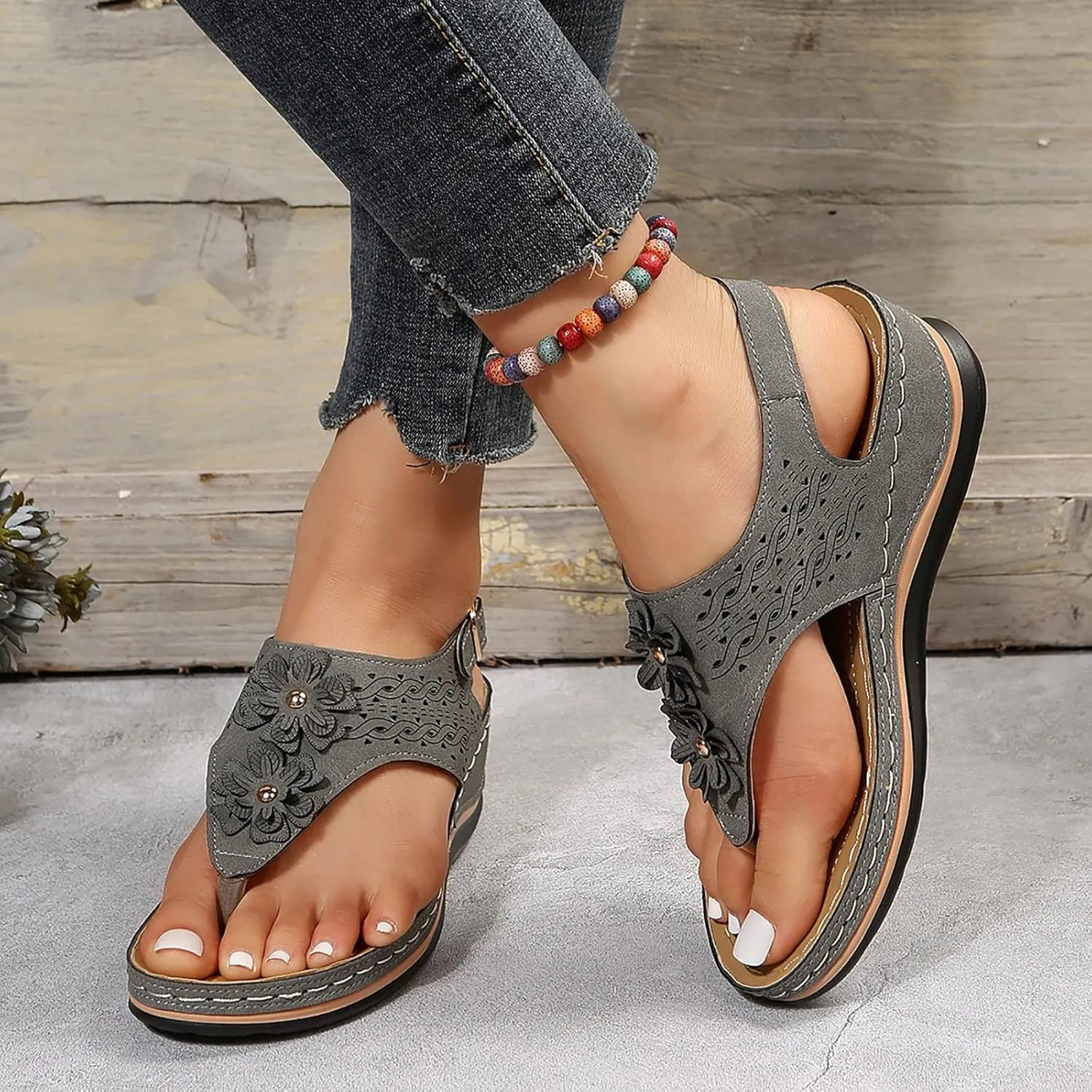Womens Sandals Dressy, Womens Adjustable Buckle Peep Toe Slingback Platform Wedge Sandals Walking Shoes