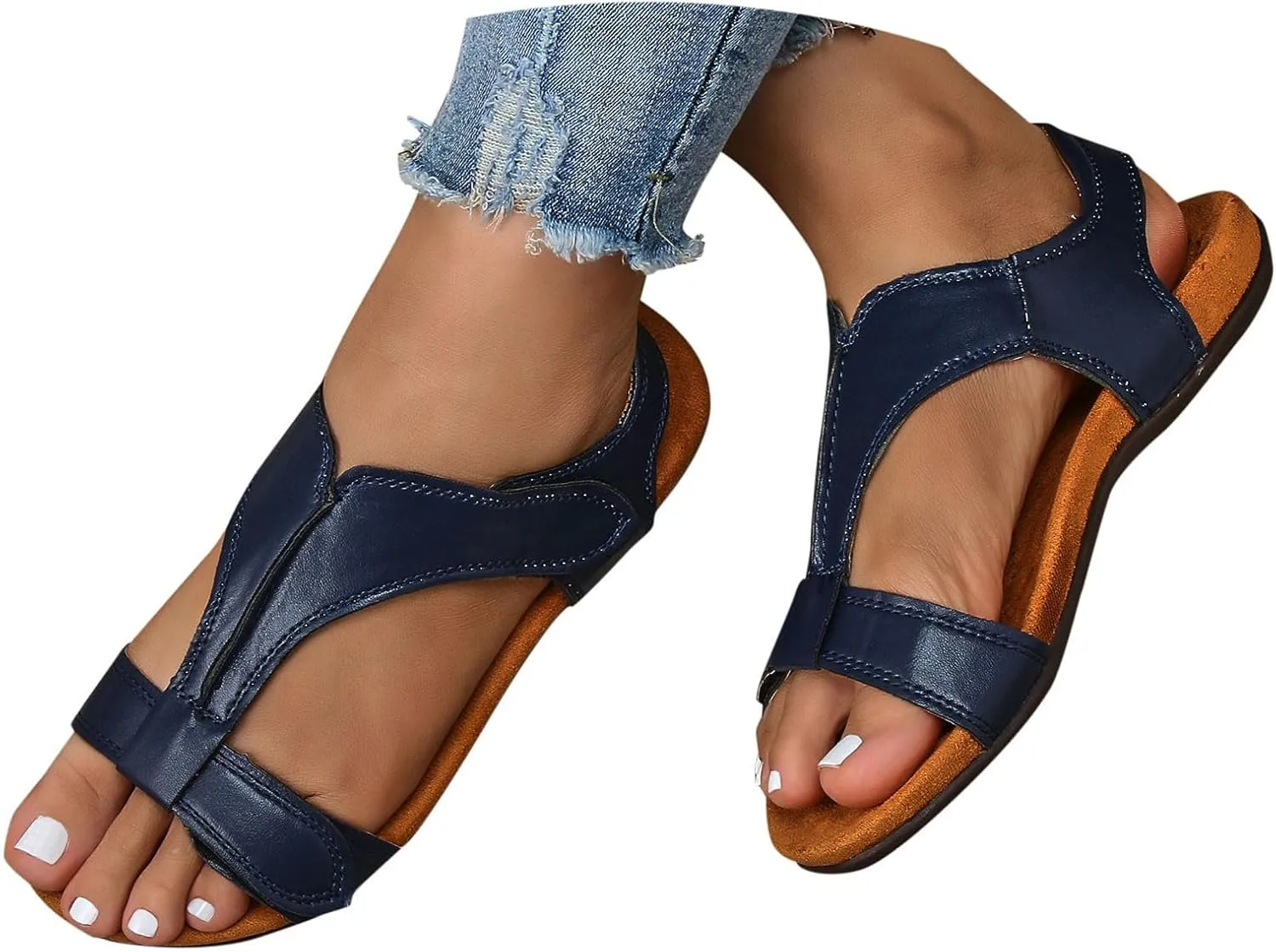 Womens Sandals Platform Wedge Hook Loop Closure Adjustable Straps Orthopedic Comfort Summer Footwear