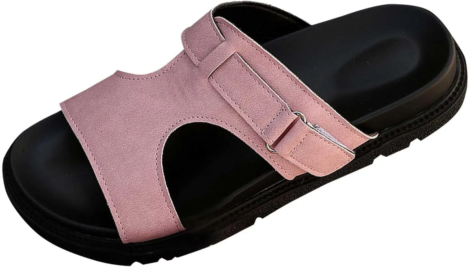 Womens Slide Sandals Adjustable Flat Slip on Comfort Footbed Sandals Orthopedic Slides Non-Slip Flip Flop for Summer