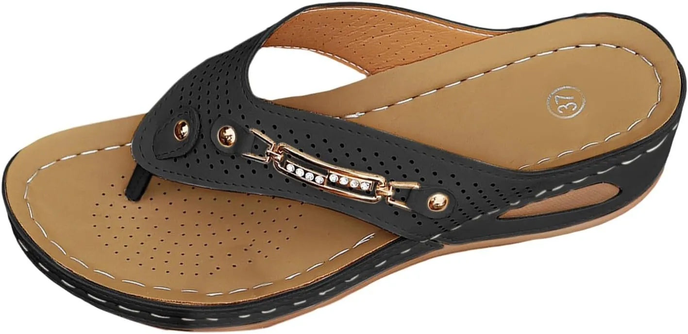 Womens Slides Sandals with Plantar Fasciitis Arch Support Fashion Comfort Adjustable Flat Sandals