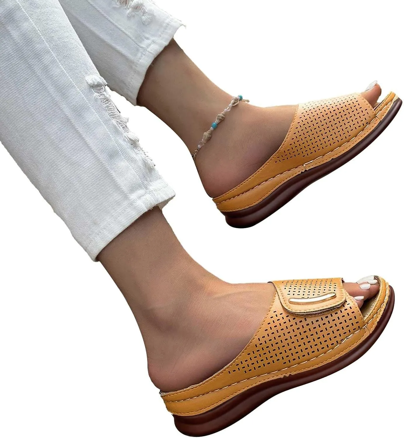 Womens Slingback Sandal Non Slip Slippers Casual Flat Slip On Walking Shoes Beach Wear
