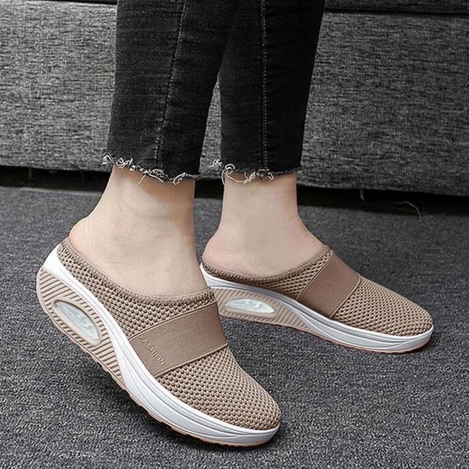 Womens Summer Breathable Mesh Slippers Walking Shoes Women Cute Woman Shoes Casual Women's Fashion Sneakers Red Tennis Shoe Loafers Casual Slip On