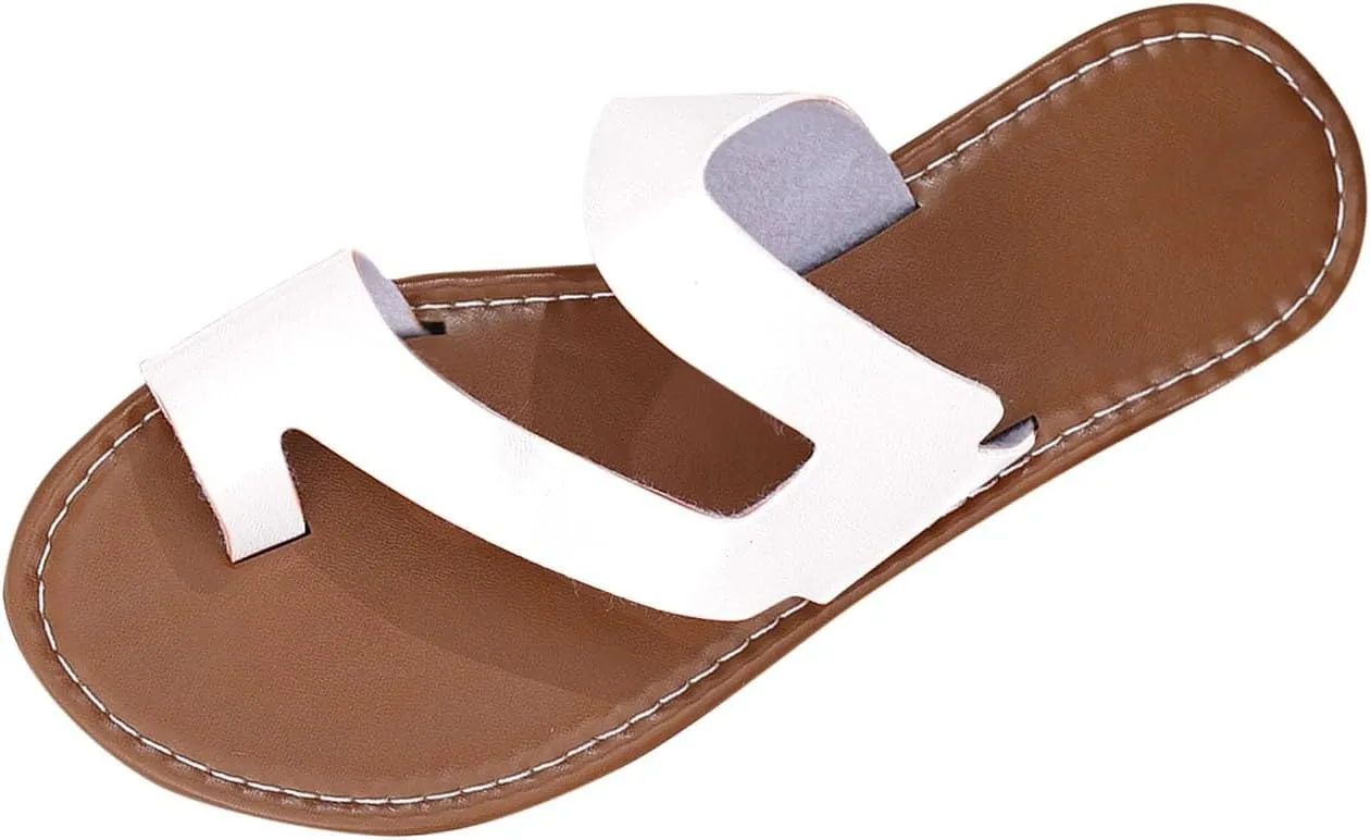 Womens Summer Slides with Orthotic Ring Fashion Comfort Flats Ladies Beach Essential Sandals Slip on Casual Sandles