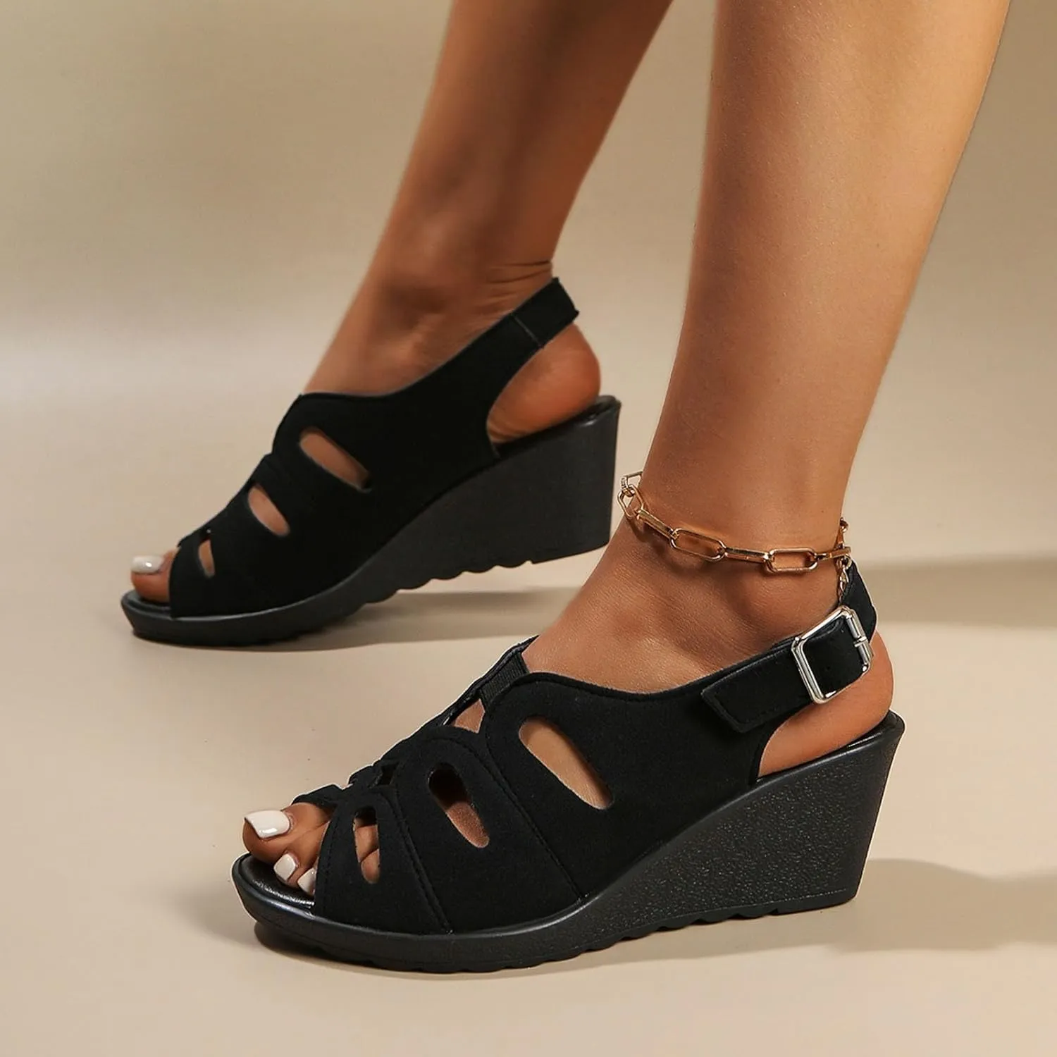 Womens Walking Wedge Sandals Slingback Platform Slip On Ladies Sandal Dressy Comfortable Open Toe Roman Summer Shoes