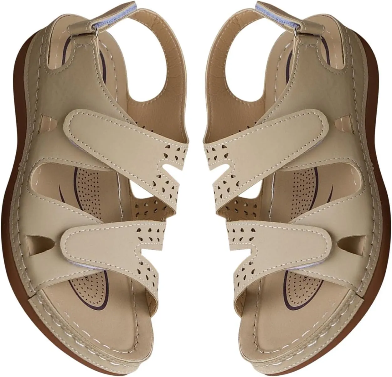 Womens Wedge Sandals Solid Color Hiking Outdoor Walking Shoes Summer Comfortable Adjustable Strap Sandal