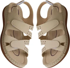 Womens Wedge Sandals Solid Color Hiking Outdoor Walking Shoes Summer Comfortable Adjustable Strap Sandal