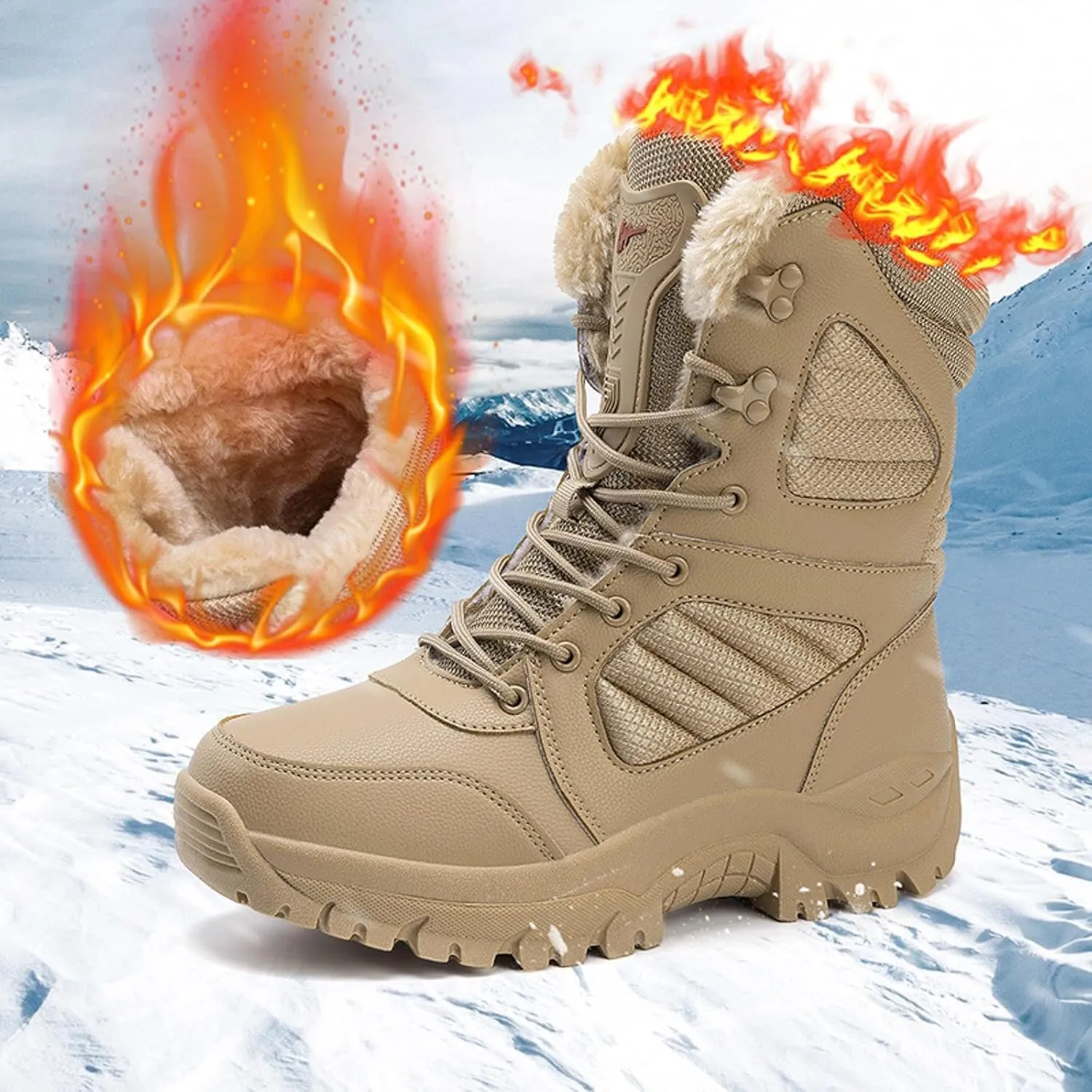 Women's Winter Thermal Boots for Women Waterproof Snow Winter Warm Hiking Work Comfy Boots Sneakers Walking Shoes Combat